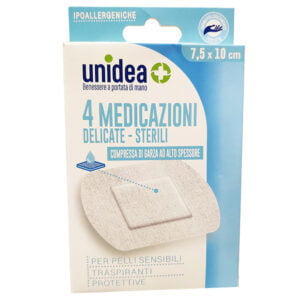 Unidea Compresse di Garza in TNT 4 Medicazioni Sterili e Delicate 7,5 x 10cm