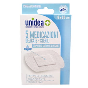 Unidea Compresse di Garza in TNT 5 Medicazioni Sterili e Delicate 6 x 10cm