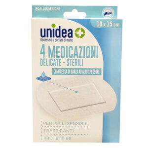 Unidea Compresse di Garza in TNT 4 Medicazioni Sterili e Delicate 10 x 15cm