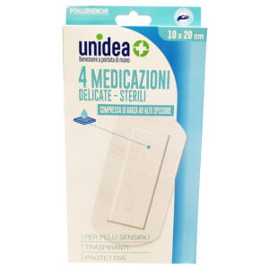 Unidea Compresse di Garza in TNT 4 Medicazioni Sterili e Delicate 10 x 20cm