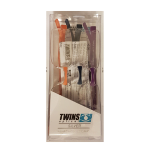 Twins Optical Silver 3 Occhiali da Lettura Modello Triple Colori Viola, Arancio e Blu +2.5