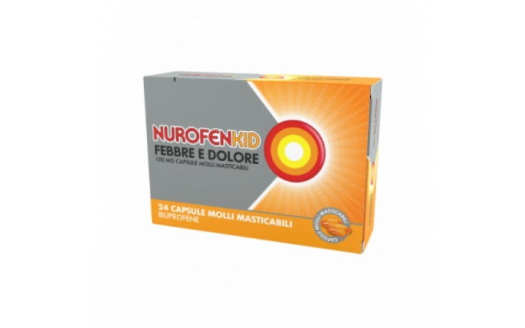NurofenKid Febbre e Dolore 100mg Ibuprofene 24cpr Masticabili