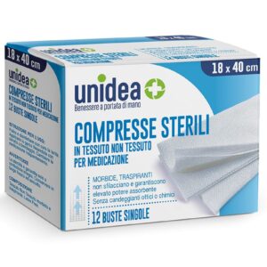 Unidea Compresse di Garza Sterili in Tessuto non Tessuto 18 x 40cm 12pz