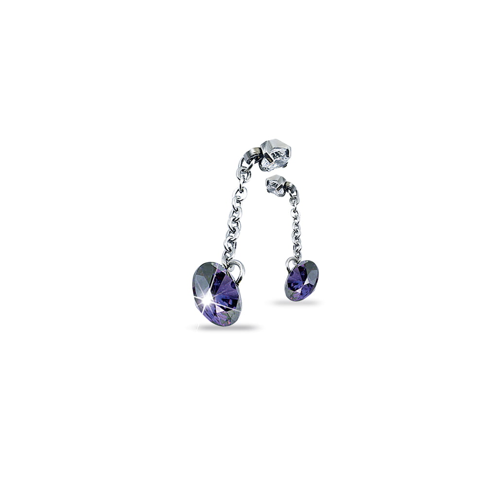 Medical Jewels Orecchini Anallergici 116 Zircone con Pendente Viola