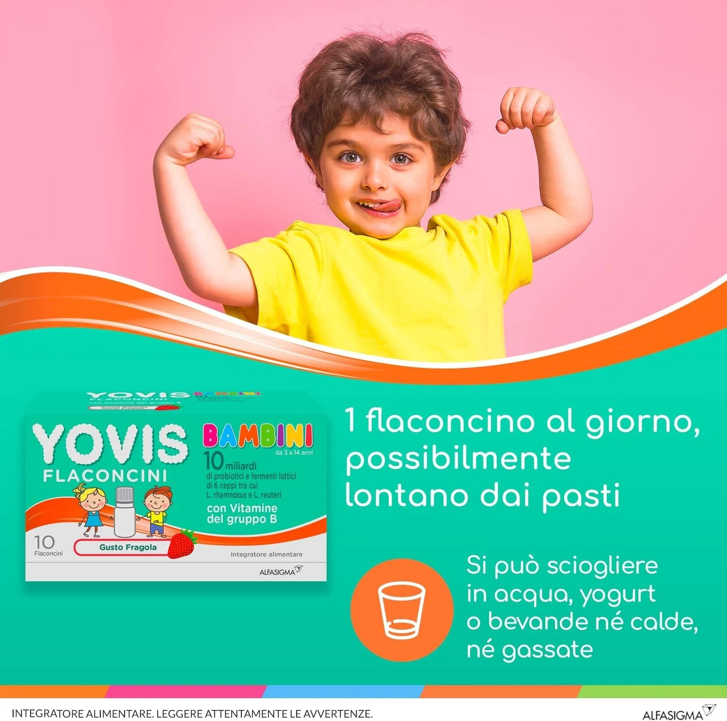 Yovis Bambini Fragola 10 Flaconcini da 10 Miliardi di Fermenti Lattici - immagine 4