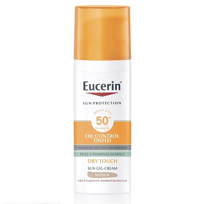 Eucerin Oil Control Tinted Medium Sun Gel-Creme Tocco Secco SPF 50+ 50ml Viso