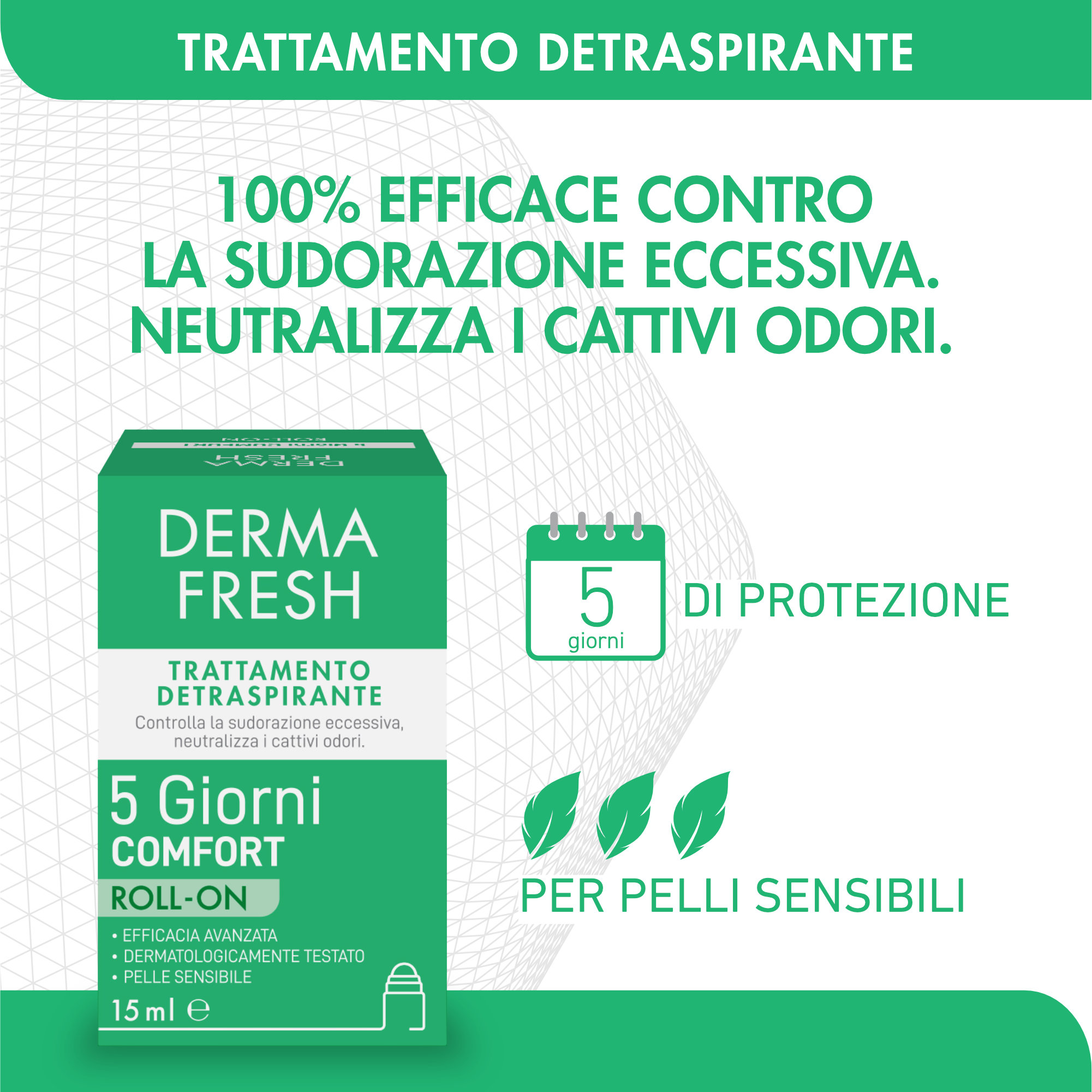 Dermafresh Trattamento Detraspirante 5 Giorni Comfort Roll-On 15ml - immagine 2