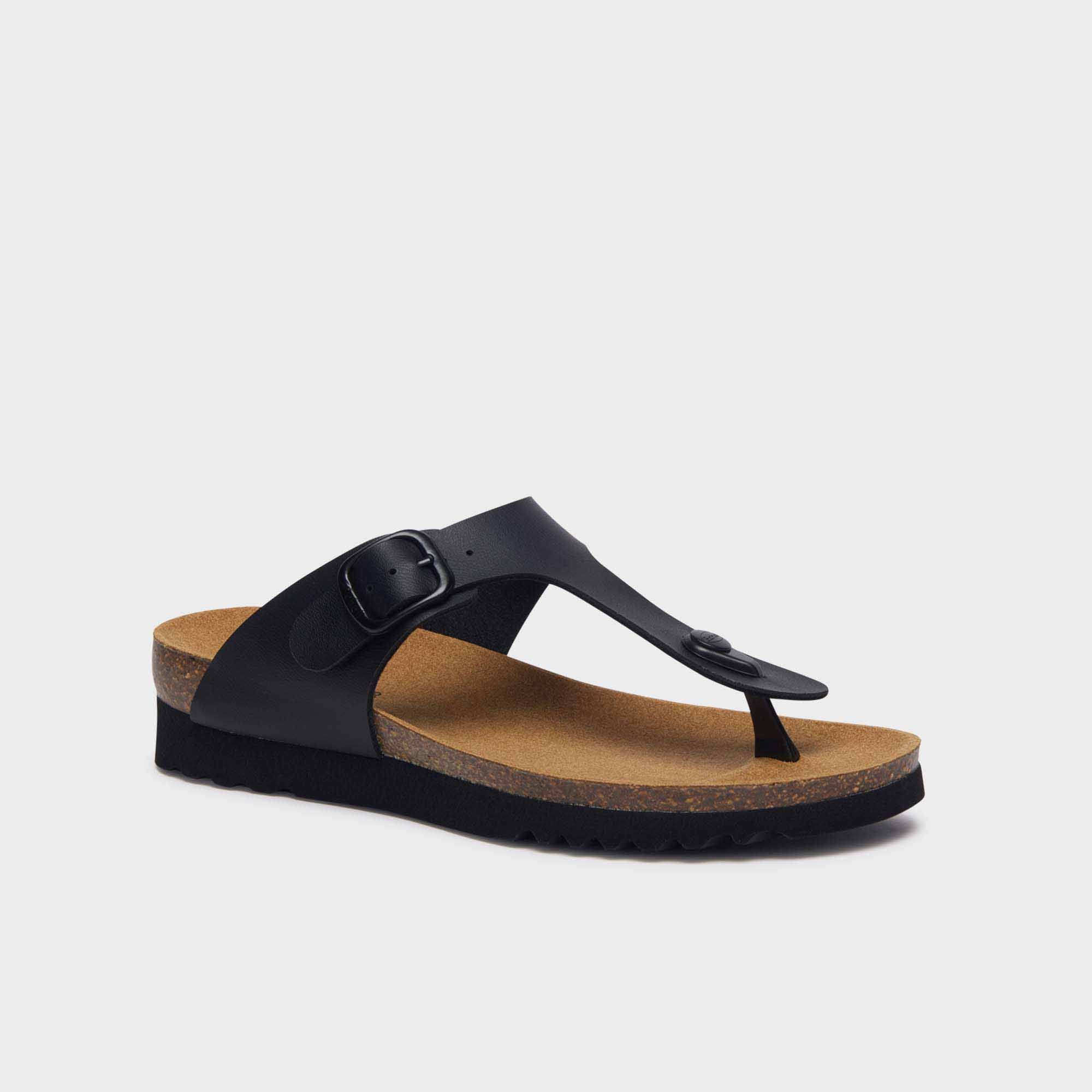 Scholl GABRIEL SANDAL Sandalo Uomo In Pelle Nera Con Memory Cushion – Fitting G (Taglia 44)