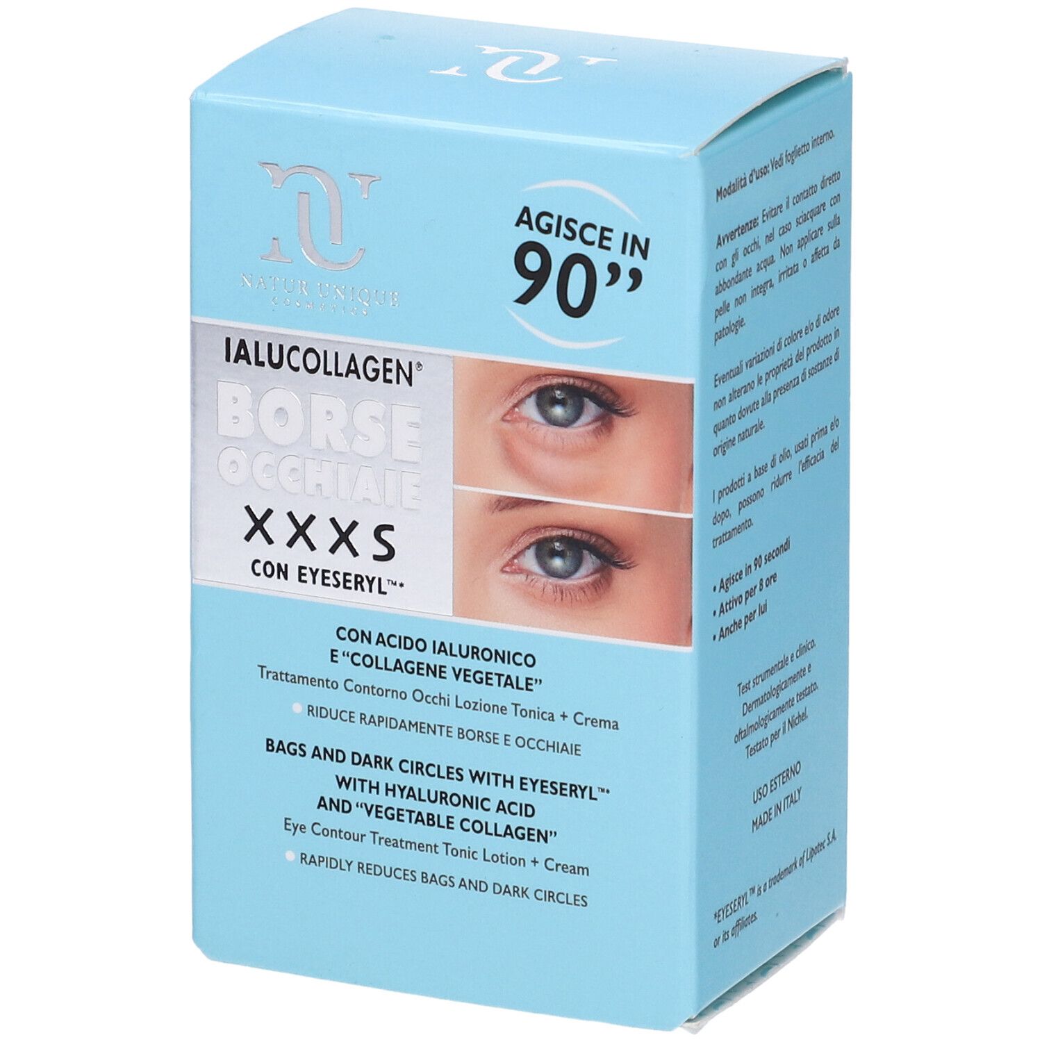 Natur Unique Ialucollagen Borse Occhiaie XXXS con Acido Ialuronico e Collagene