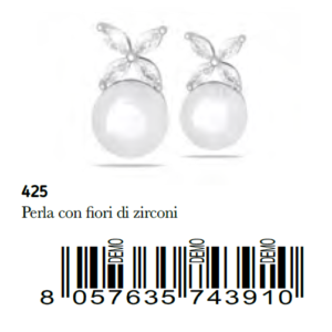 Medical Jewels Orecchini Anallergici 425 Perla con Fiori di Zirconi
