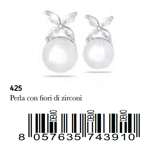 Medical Jewels Orecchini Anallergici 425 Perla con Fiori di Zirconi