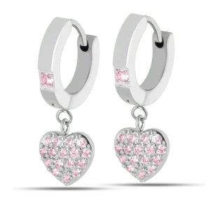 Medical Jewels Orecchini Anallergici 478 Cerchio con Cuore Pendente