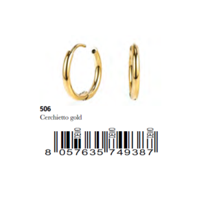 Medical Jewels Orecchini Anallergici 506 Cerchietto Gold