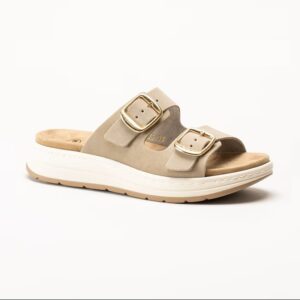 Scholl Scilla 2 Buckles Sandali Ciabatte Beige Scuro Tag. 40