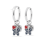 Medical Jewels Orecchini Anallergici 451 Cerchio con pendente cuore e farfalla