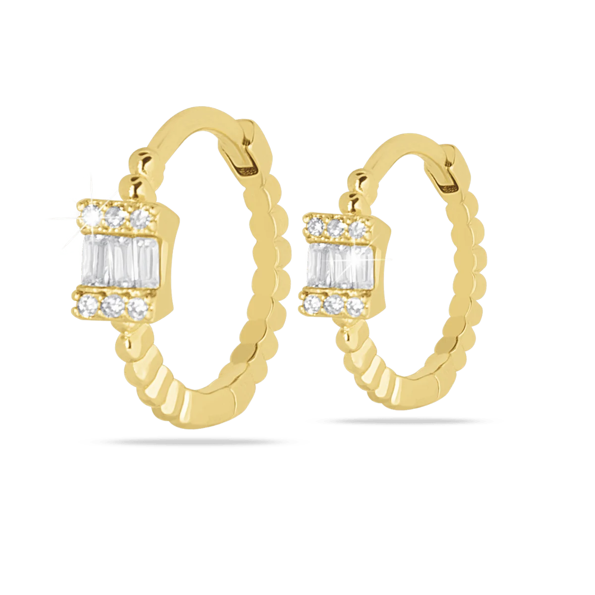 Medical Jewels Orecchini Anallergici 443 Cerchio Oro con Pietra Bianca
