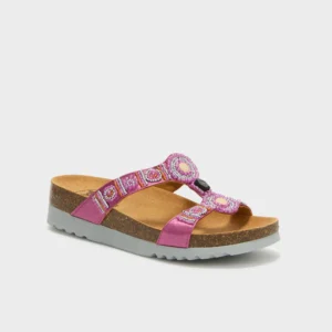 Scholl New Bogotà Wedge Bioprint Zoccoli Sabot Sandali Color Fucsia/Silver Tag. 38