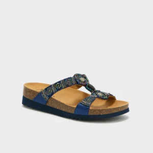 Scholl New Bogotà Wedge Bioprint Zoccoli Sabot Sandali Color Blu Tag. 40