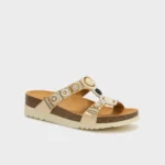 Scholl New Bogotà Wedge Bioprint Zoccoli Sabot Sandali Color Light Gold/White Tag. 38