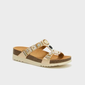 Scholl New Bogotà Wedge Bioprint Zoccoli Sabot Sandali Color Light Gold/White Tag. 39