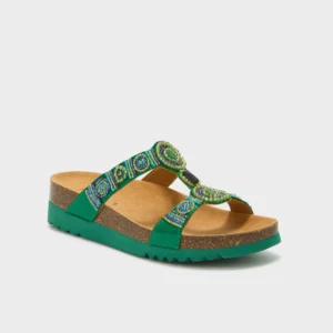 Scholl New Bogotà Wedge Bioprint Zoccoli Sabot Sandali Color Smeraldo/Blu Tag. 39
