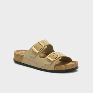Scholl Bora 2 Buckles Sabot Sandali Ciabatte Beige Scuro Tag. 41