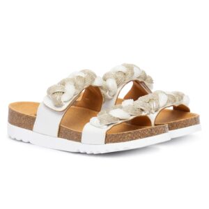 Scholl Nice Sandali Microfibra con Perline Bianco Sporco Tag. 39