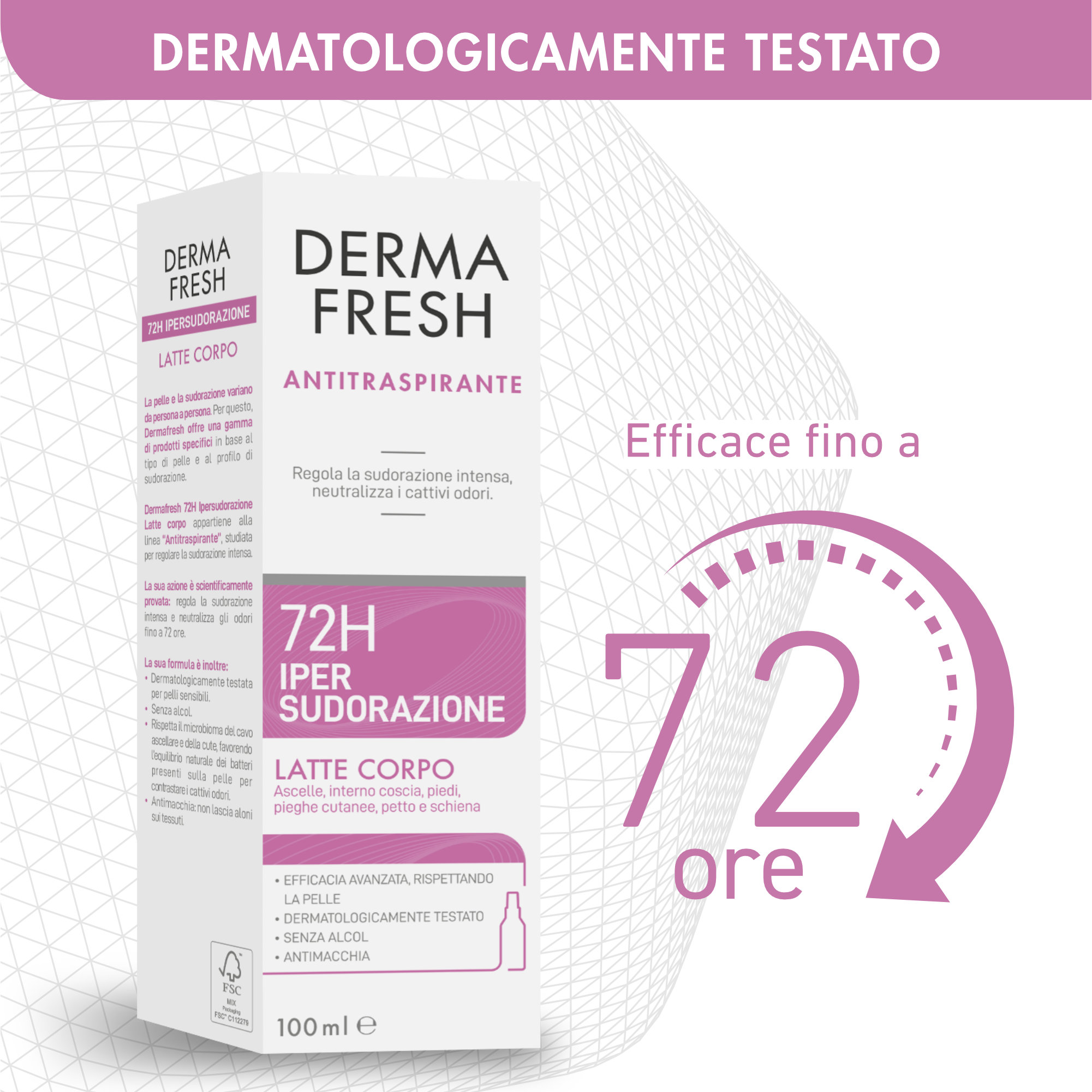 Dermafresh Antitraspirante 72h Ipersudorazione Latte Corpo 100ml - immagine 3