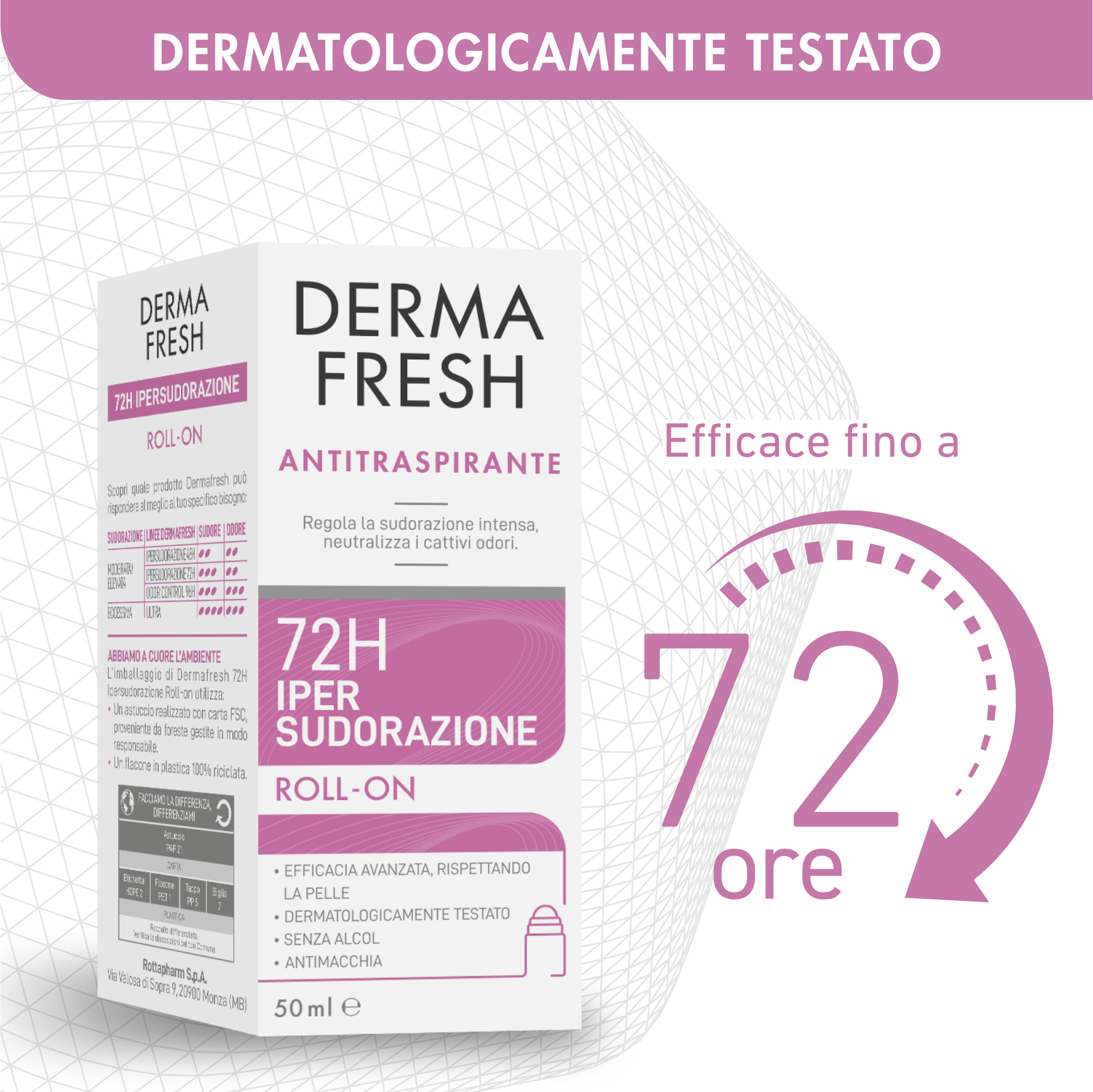 Dermafresh Antitraspirante 72h Ipersudorazione Roll-On 50ml - immagine 3