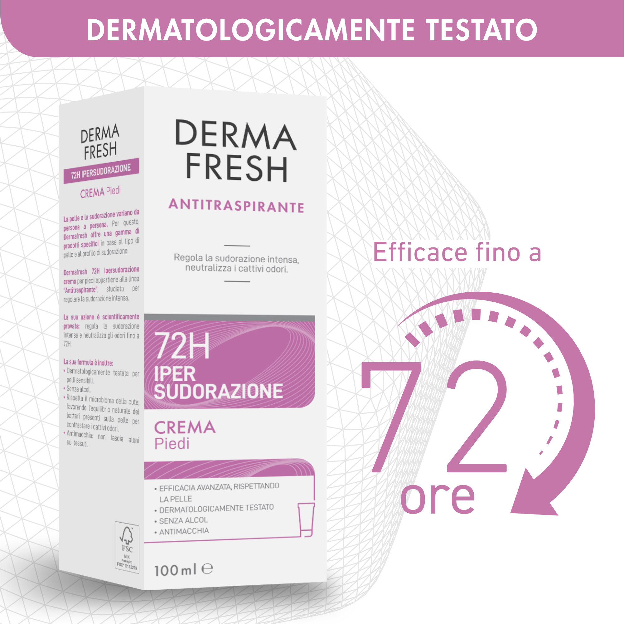 Dermafresh Antitraspirante 72h Ipersudorazione Crema Piedi 100ml - immagine 3