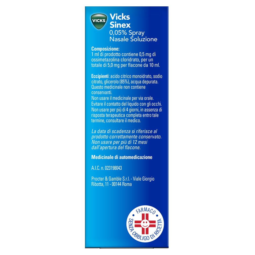VICKS SINEX Spray Nasale 10 ml 0,5 mg/ml Senza Conservanti - immagine 2