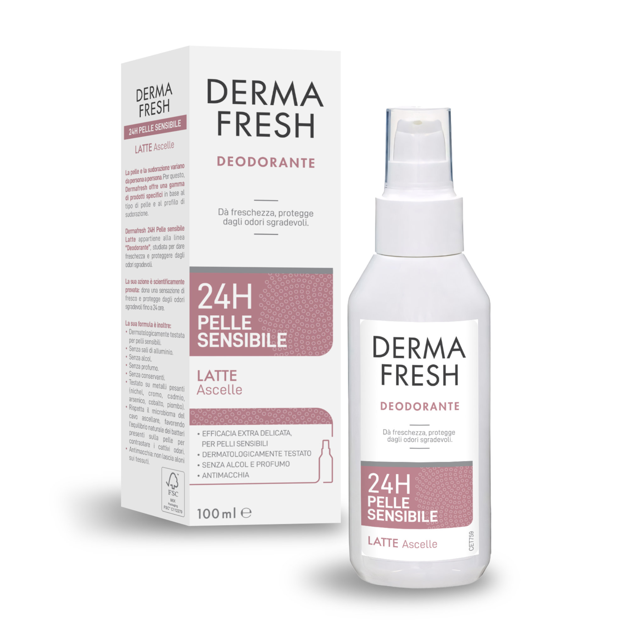 Dermafresh Deodorante 24h Pelle Normale Latte Ascelle 100ml